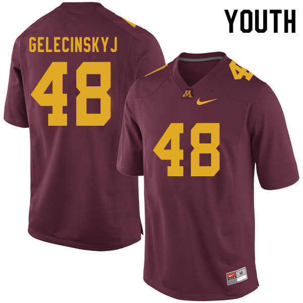 Youth #48 Anders Gelecinskyj Minnesota Golden Gophers College Football Jerseys Sale-Maroon